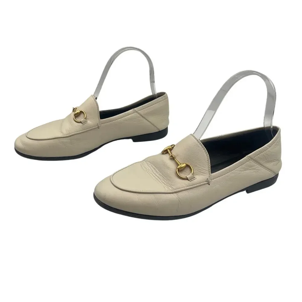 Gucci Loafers Brixton Horsebit Leather Collapsible Heel Mystic White 36.5 / 6.5